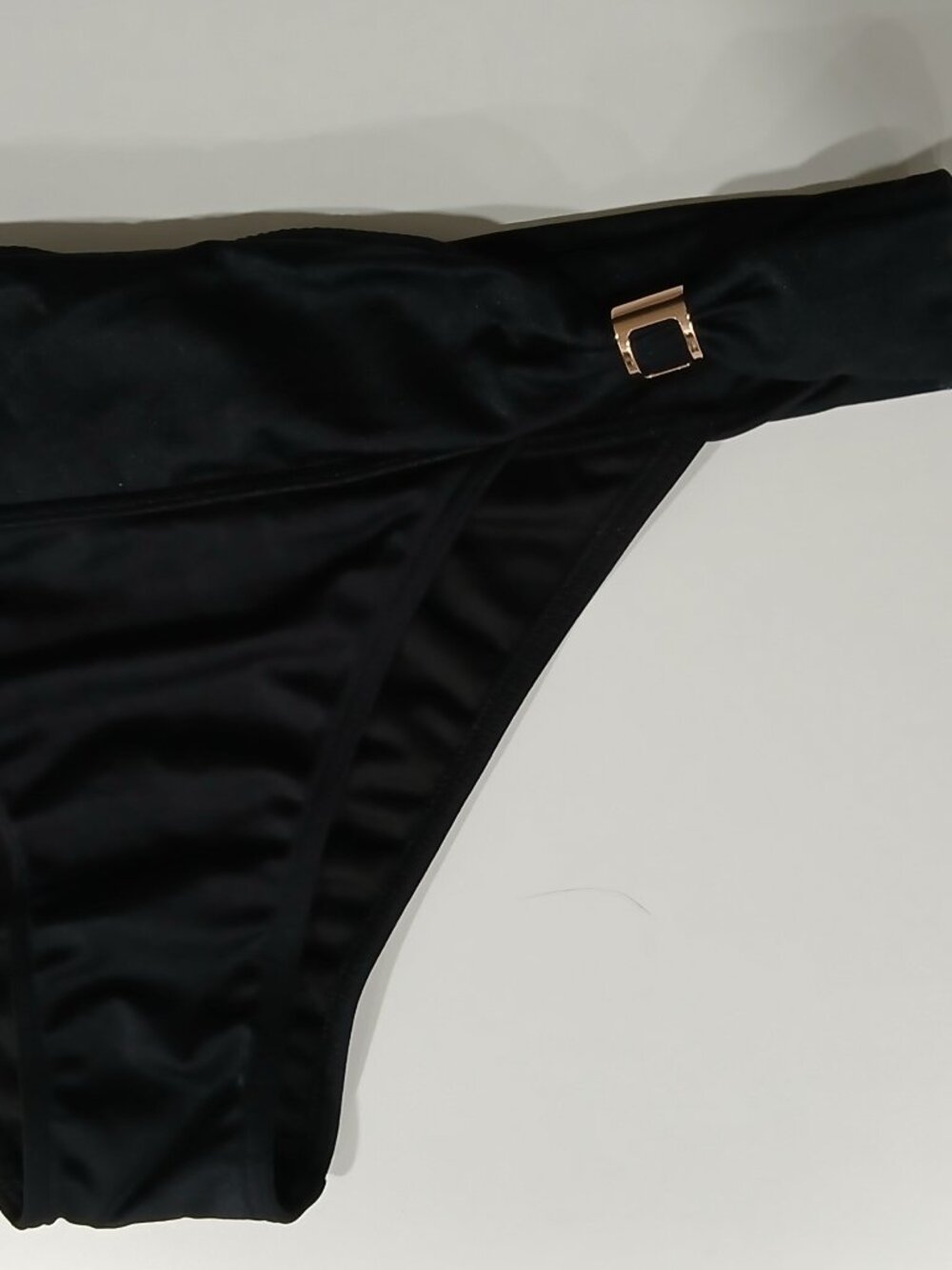 VS Black Bikini Bottom, Silky. Medium, Gold Accents Like New